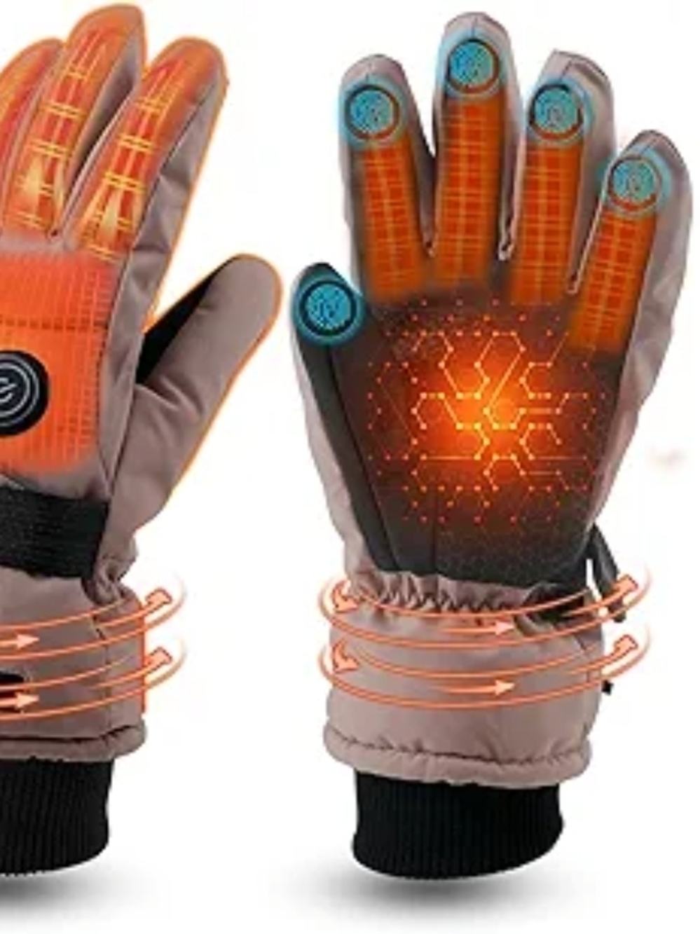 Rechargeable Heated Gloves 5000mAh Ski Gloves Waterproof 3 Heating Level (BLACK)